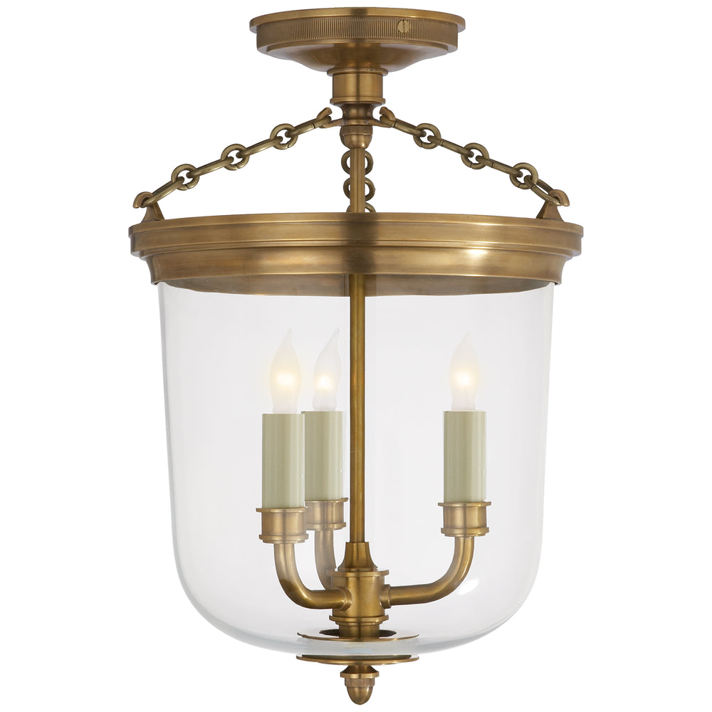 Visual Comfort Signature Canada - Three Light Semi-Flush Mount - Merchant - Hand-Rubbed Antique Brass- Union Lighting Luminaires Decor