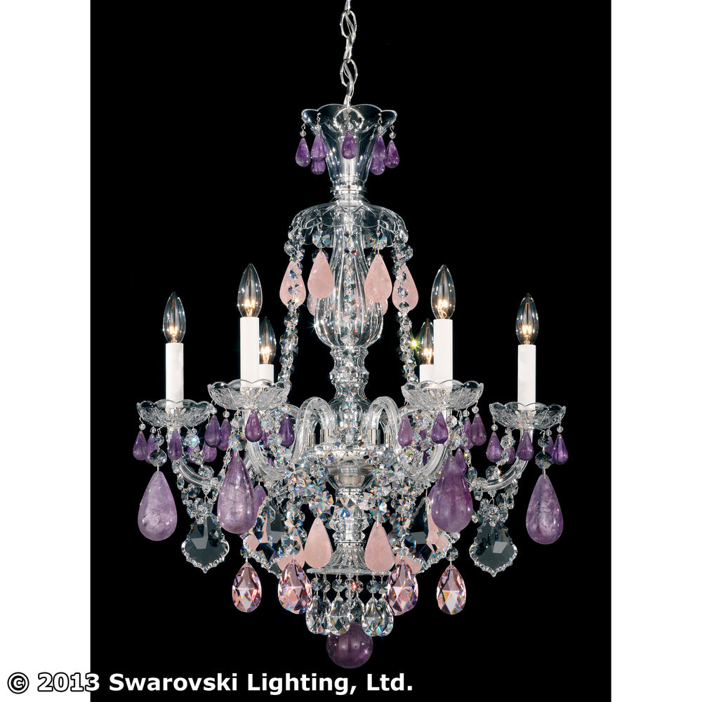 Schonbek - Six Light Chandelier - Hamilton Rock Crystal - Polished Silver- Union Lighting Luminaires Decor