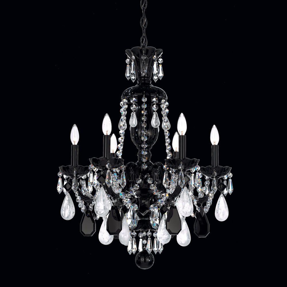 Schonbek - Six Light Chandelier - Hamilton Rock Crystal - Jet Black- Union Lighting Luminaires Decor