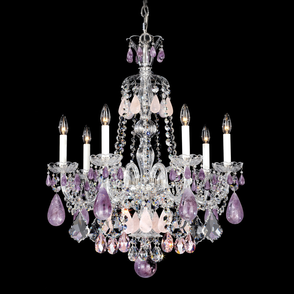Schonbek - Seven Light Chandelier - Hamilton Rock Crystal - Polished Silver- Union Lighting Luminaires Decor