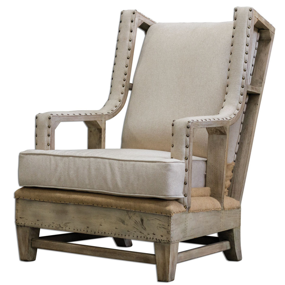 Uttermost - Arm Chair - Schafer - Aged White- Union Lighting Luminaires Decor