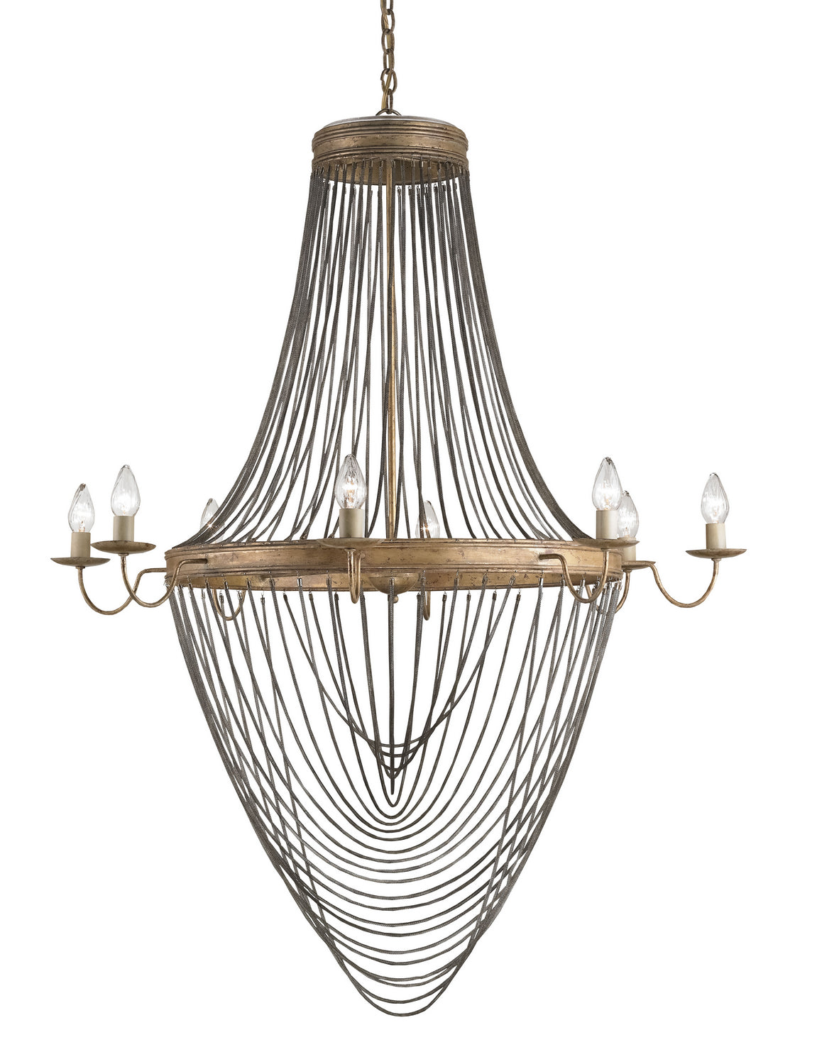Currey and Company - Eight Light Chandelier - Lucien - French Gold Leaf/Iron- Union Lighting Luminaires Decor