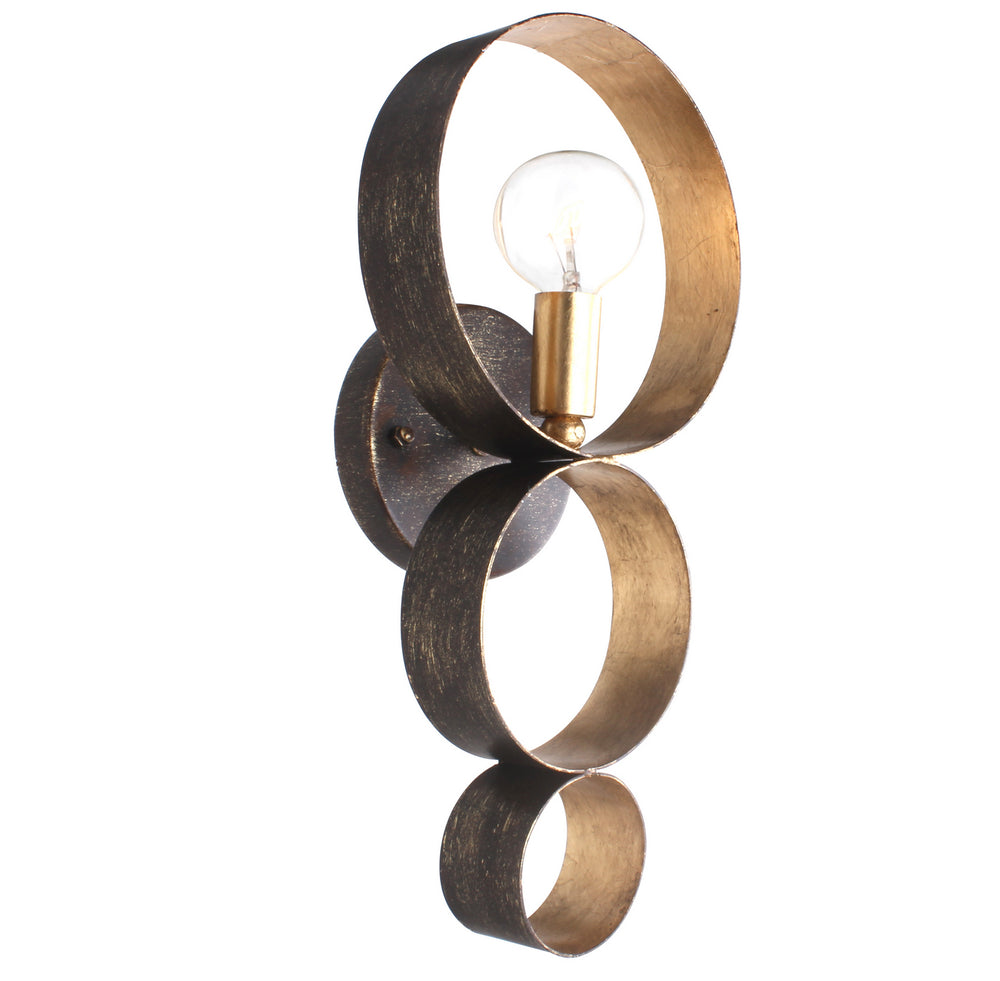 Crystorama - One Light Wall Sconce - Luna - English Bronze + Antique Gold- Union Lighting Luminaires Decor