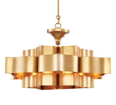 Currey and Company - Six Light Chandelier - Grand - Antique Gold Leaf- Union Lighting Luminaires Decor