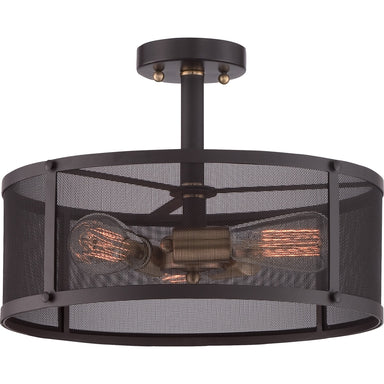 Quoizel - Three Light Semi-Flush Mount - Union Station - Western Bronze- Union Lighting Luminaires Decor