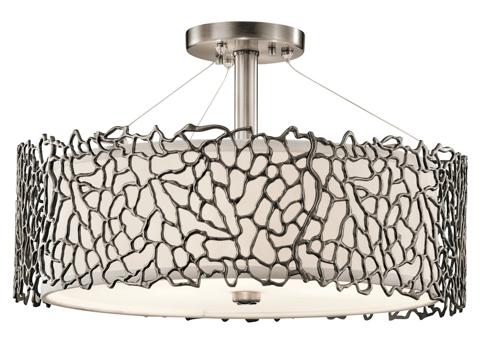 Kichler Canada - Three Light Pendant/Semi Flush - Silver Coral - Classic Pewter- Union Lighting Luminaires Decor