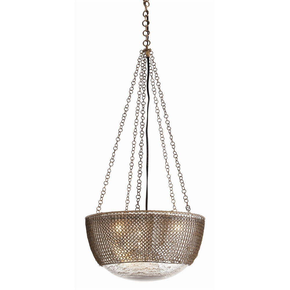 Arteriors - Three Light Pendant - Chainmail - Antique Brass- Union Lighting Luminaires Decor
