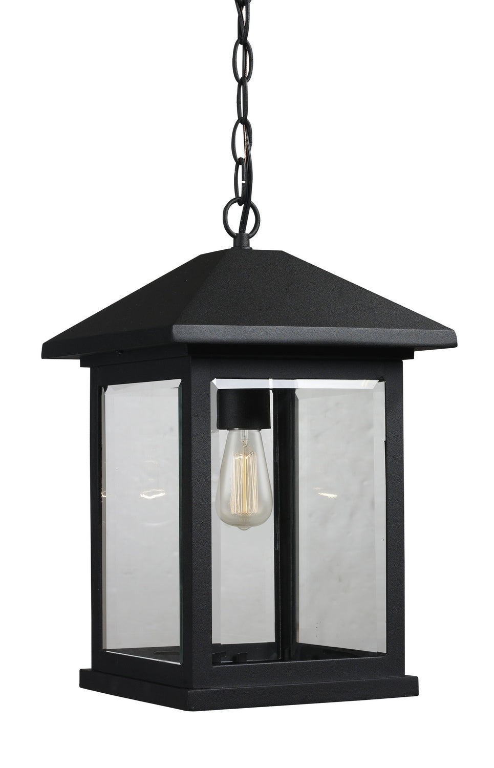 Z-Lite Canada - One Light Outdoor Chain Mount Ceiling Fixture - Portland - Black- Union Lighting Luminaires Decor