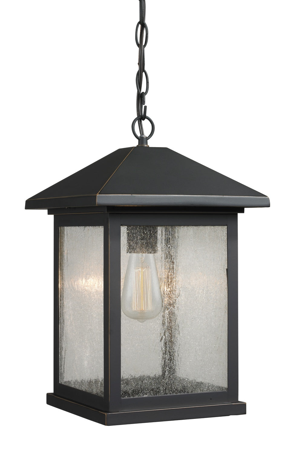 Z-Lite Canada - One Light Outdoor Chain Mount Ceiling Fixture - Portland - Oil Rubbed Bronze- Union Lighting Luminaires Decor