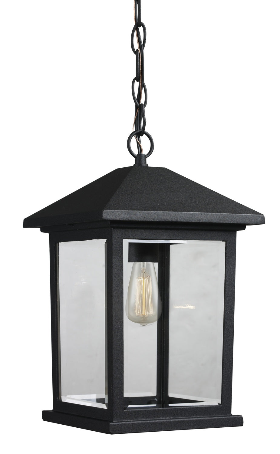 Z-Lite Canada - One Light Outdoor Chain Mount Ceiling Fixture - Portland - Black- Union Lighting Luminaires Decor