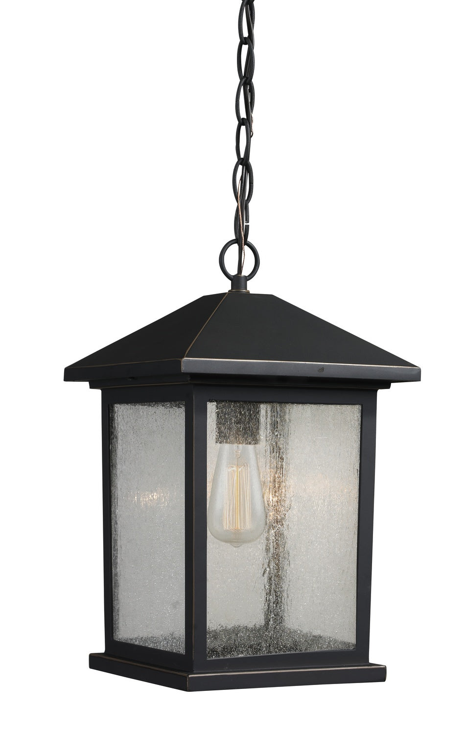 Z-Lite Canada - One Light Outdoor Chain Mount Ceiling Fixture - Portland - Oil Rubbed Bronze- Union Lighting Luminaires Decor