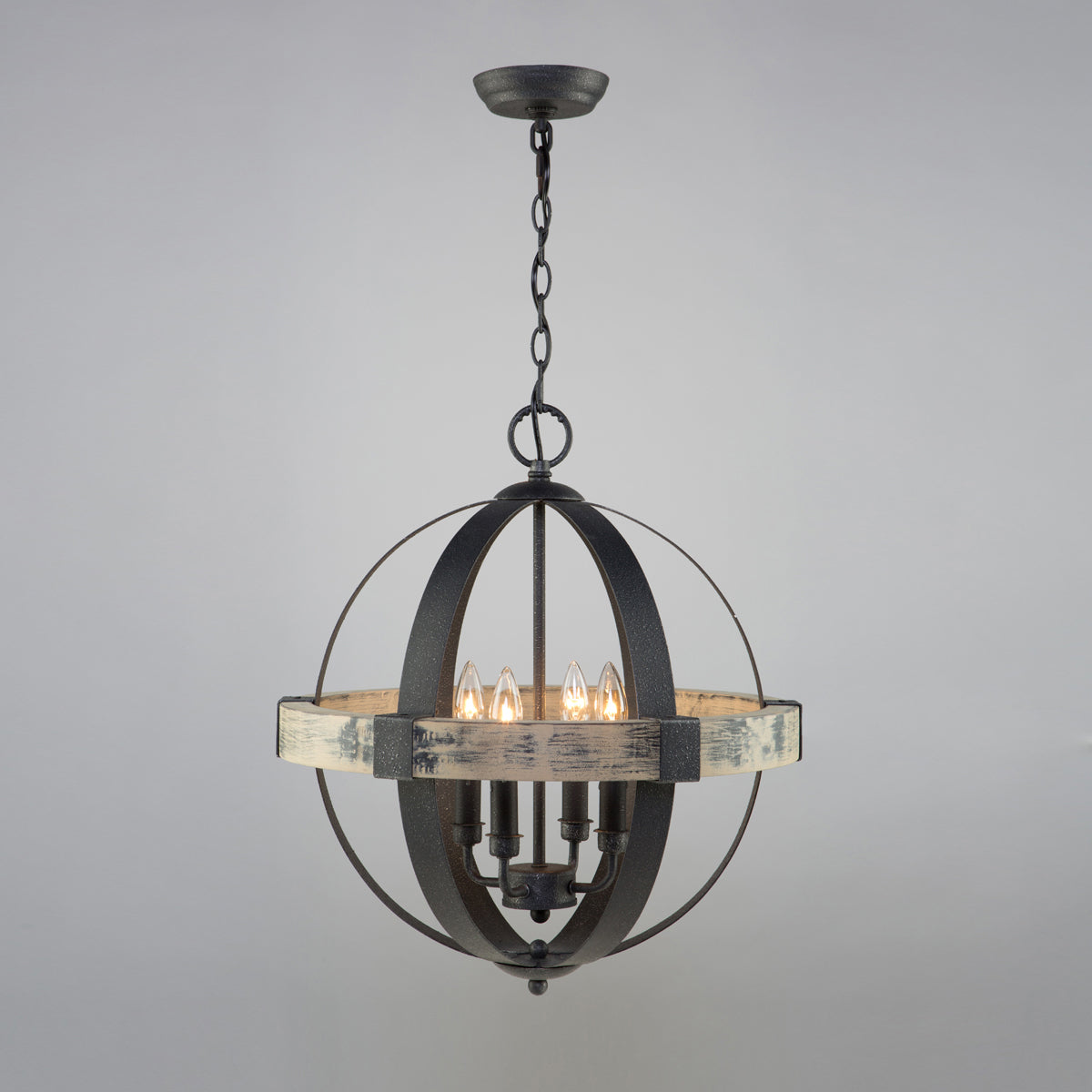 Artcraft Canada - Four Light Chandelier - Castello - Distressed wood and black- Union Lighting Luminaires Decor