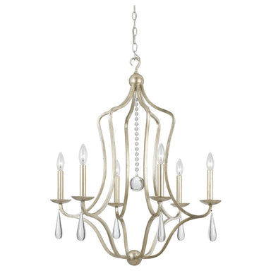 Crystorama - Six Light Chandelier - Manning - Silver Leaf- Union Lighting Luminaires Decor