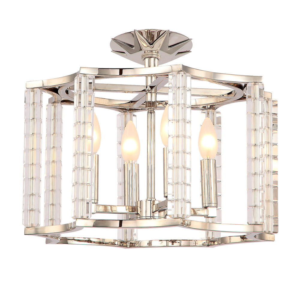 Crystorama - Four Light Semi Flush Mount - Carson - Polished Nickel- Union Lighting Luminaires Decor