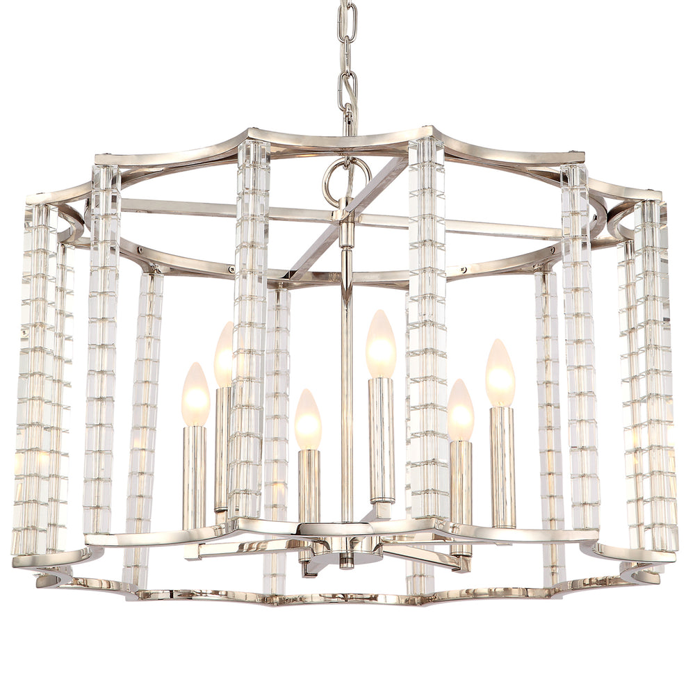 Crystorama - Six Light Chandelier - Carson - Polished Nickel- Union Lighting Luminaires Decor