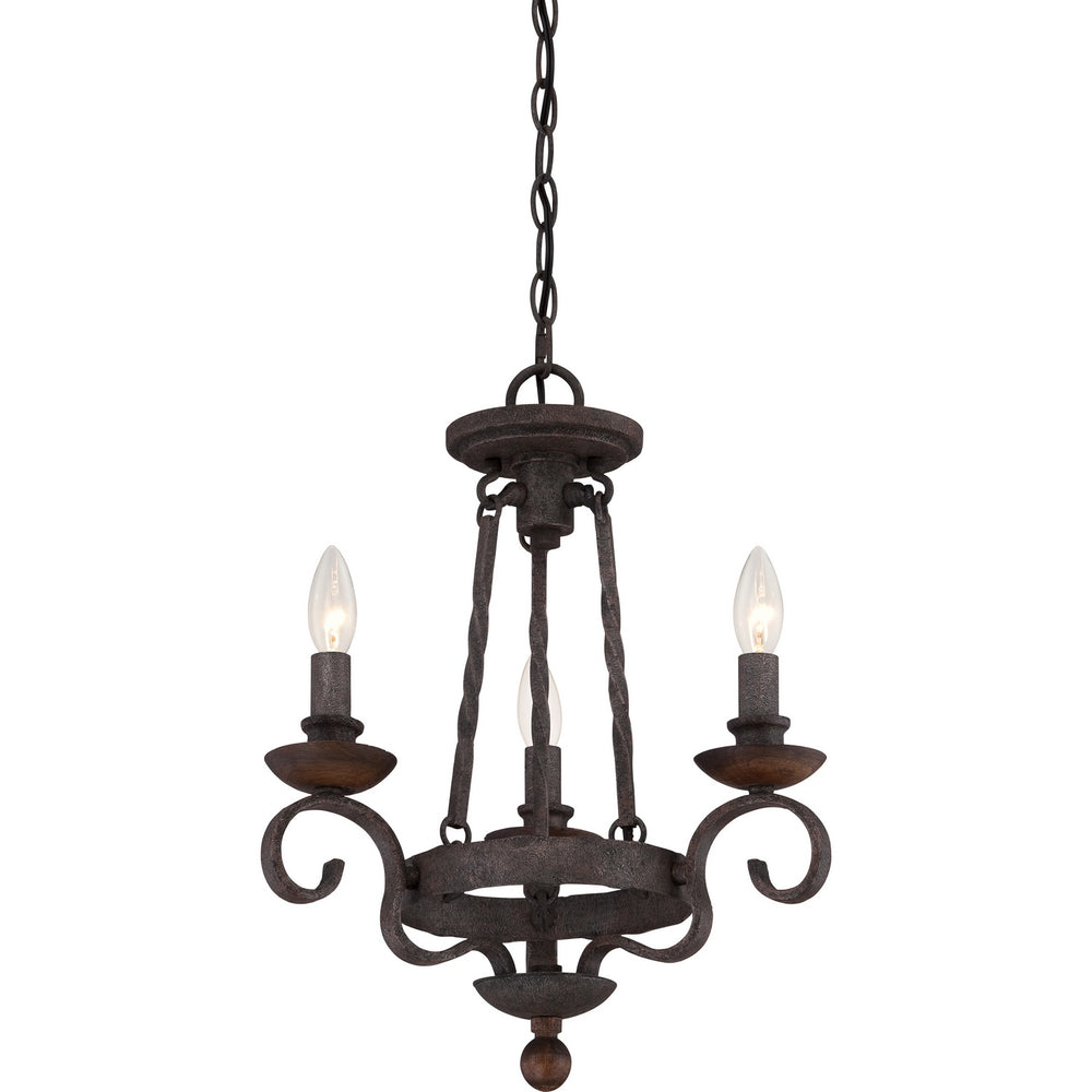 Quoizel - Three Light Chandelier - Noble - Rustic Black- Union Lighting Luminaires Decor