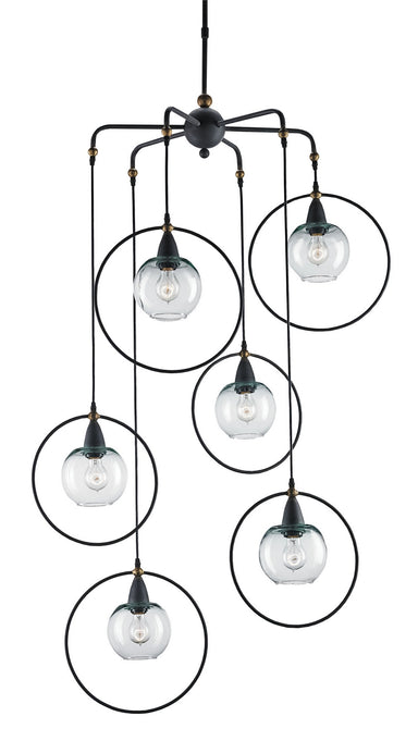 Currey and Company - Six Light Pendant - Moorsgate - Blacksmith/Old Brass- Union Lighting Luminaires Decor