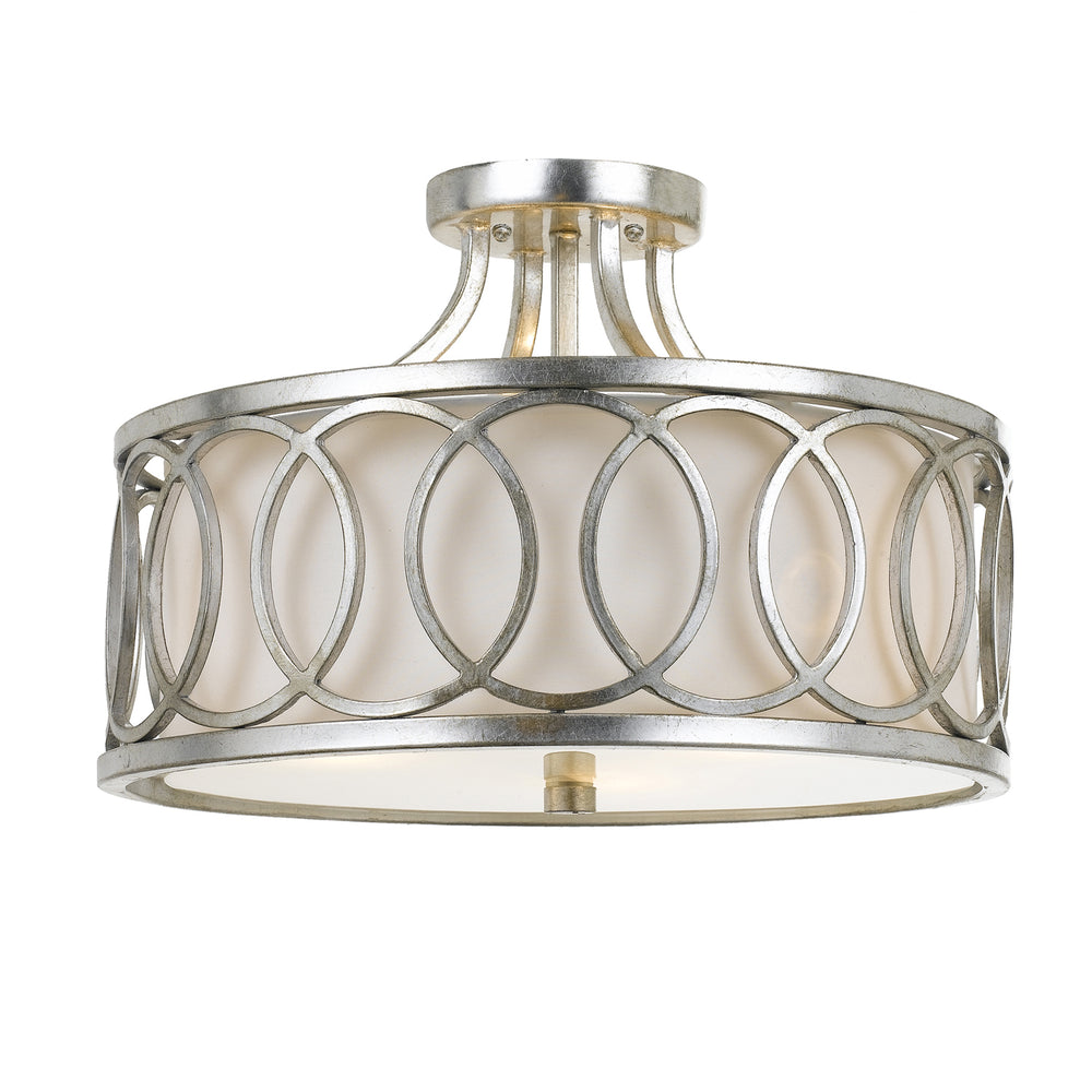 Crystorama - Three Light Semi Flush Mount - Graham - Antique Silver- Union Lighting Luminaires Decor