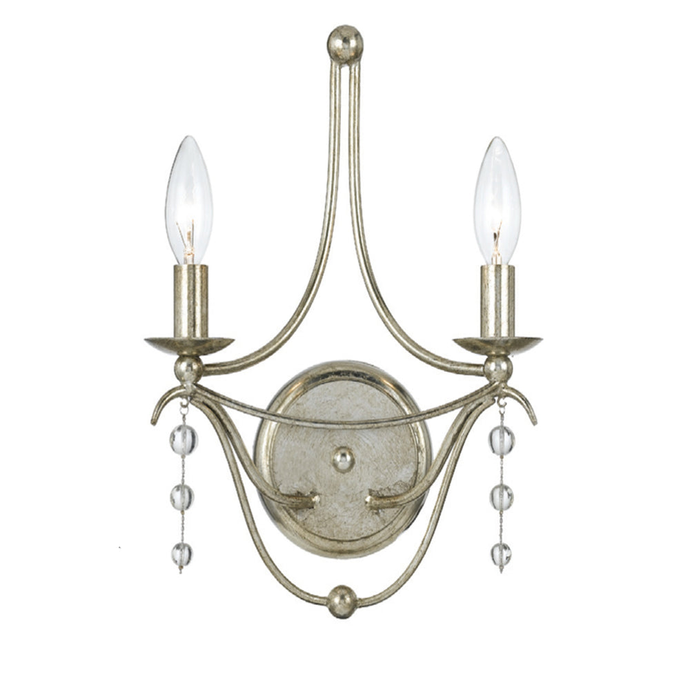 Crystorama - Two Light Wall Sconce - Metro - Antique Silver- Union Lighting Luminaires Decor