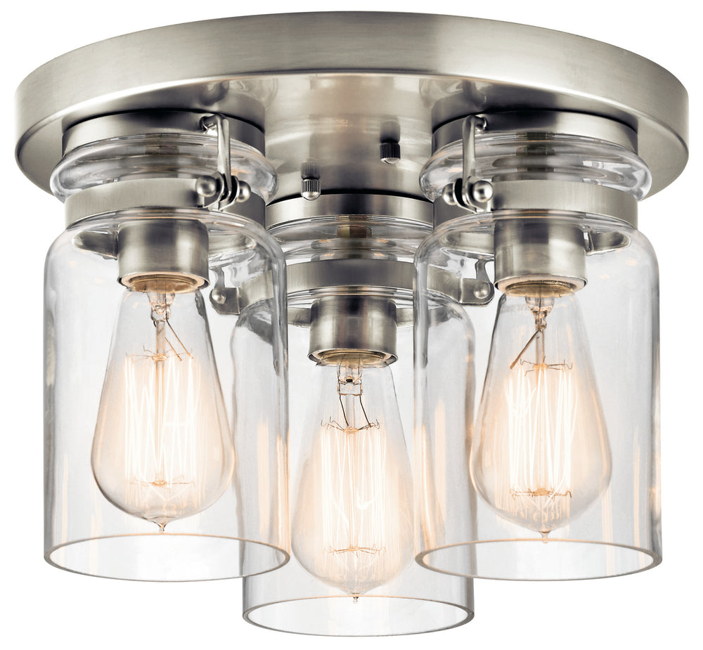 Kichler Canada - Three Light Flush Mount - Brinley - Brushed Nickel- Union Lighting Luminaires Decor