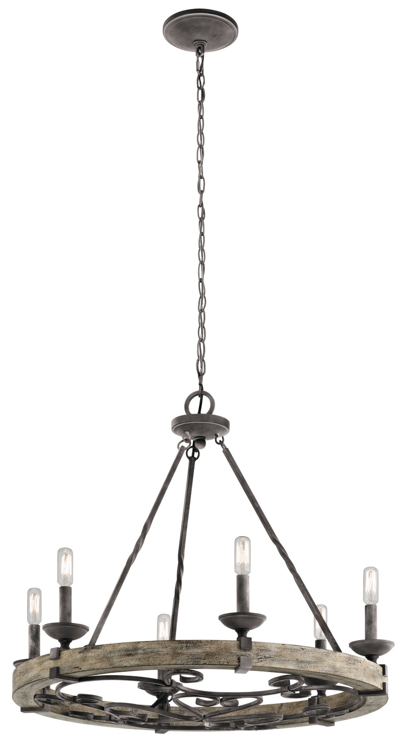 Kichler Canada - Six Light Chandelier - Taulbee - Weathered Zinc- Union Lighting Luminaires Decor