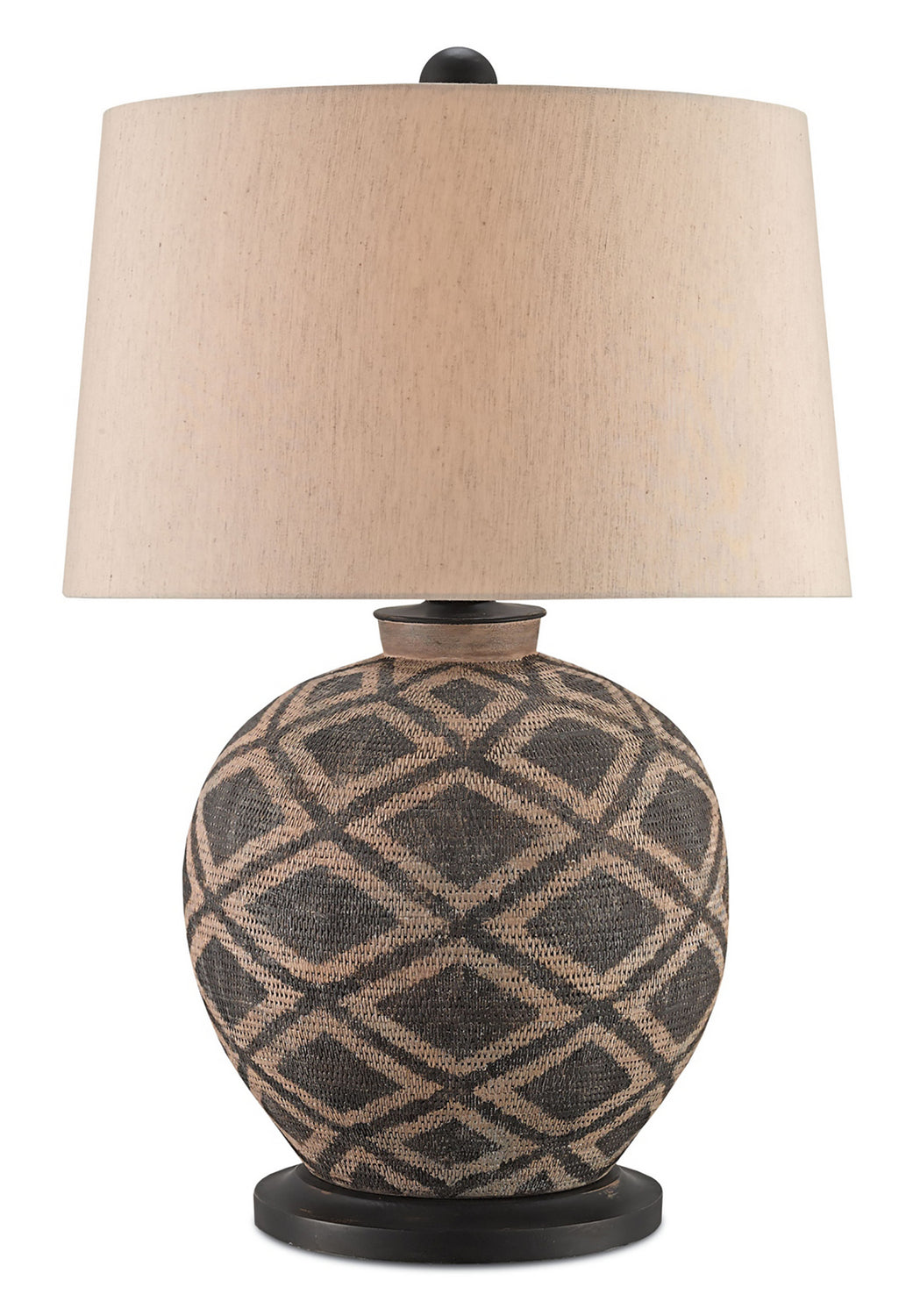 Currey and Company - One Light Table Lamp - Afrikan - Black/Tan/Distressed Black- Union Lighting Luminaires Decor