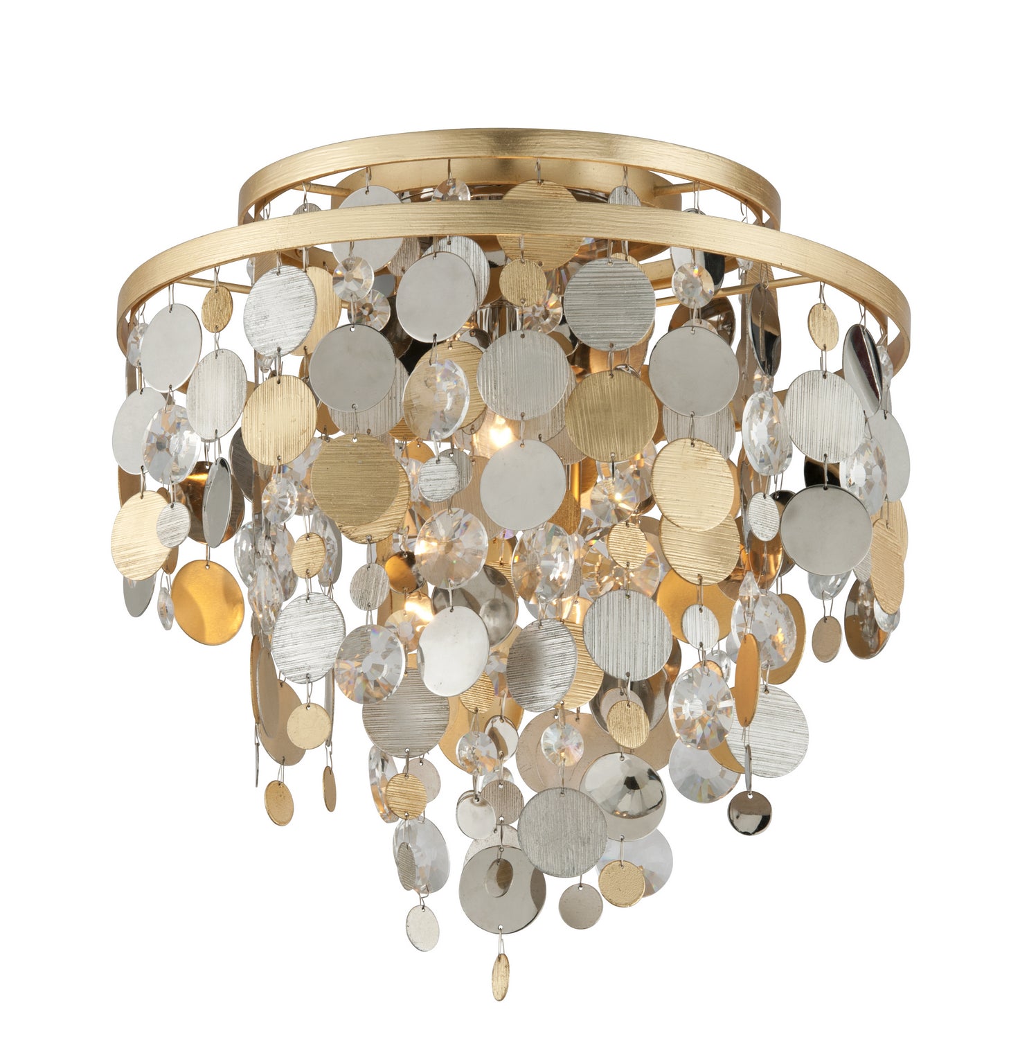 Corbett Lighting - Three Light Flush Mount - Ambrosia - Silver & Gold Leaf & Stainless- Union Lighting Luminaires Decor