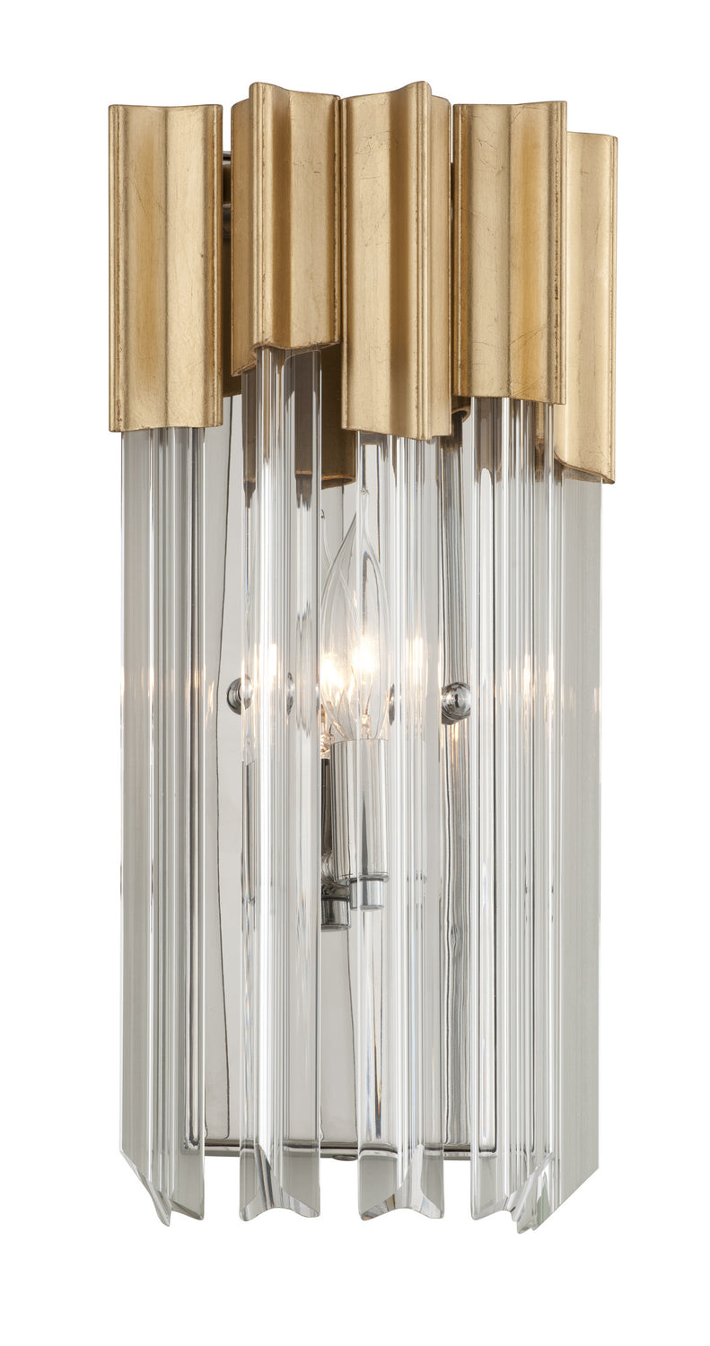 Corbett Lighting - One Light Wall Sconce - Charisma - Gold Leaf W Polished Stainless- Union Lighting Luminaires Decor
