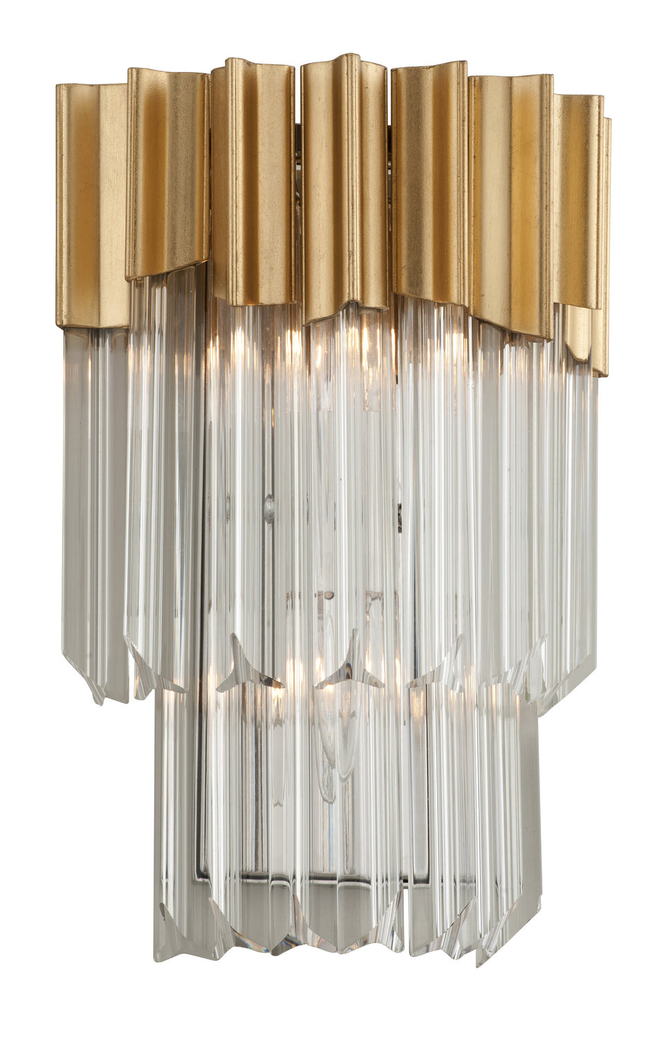 Corbett Lighting - Two Light Wall Sconce - Charisma - Gold Leaf W Polished Stainless- Union Lighting Luminaires Decor