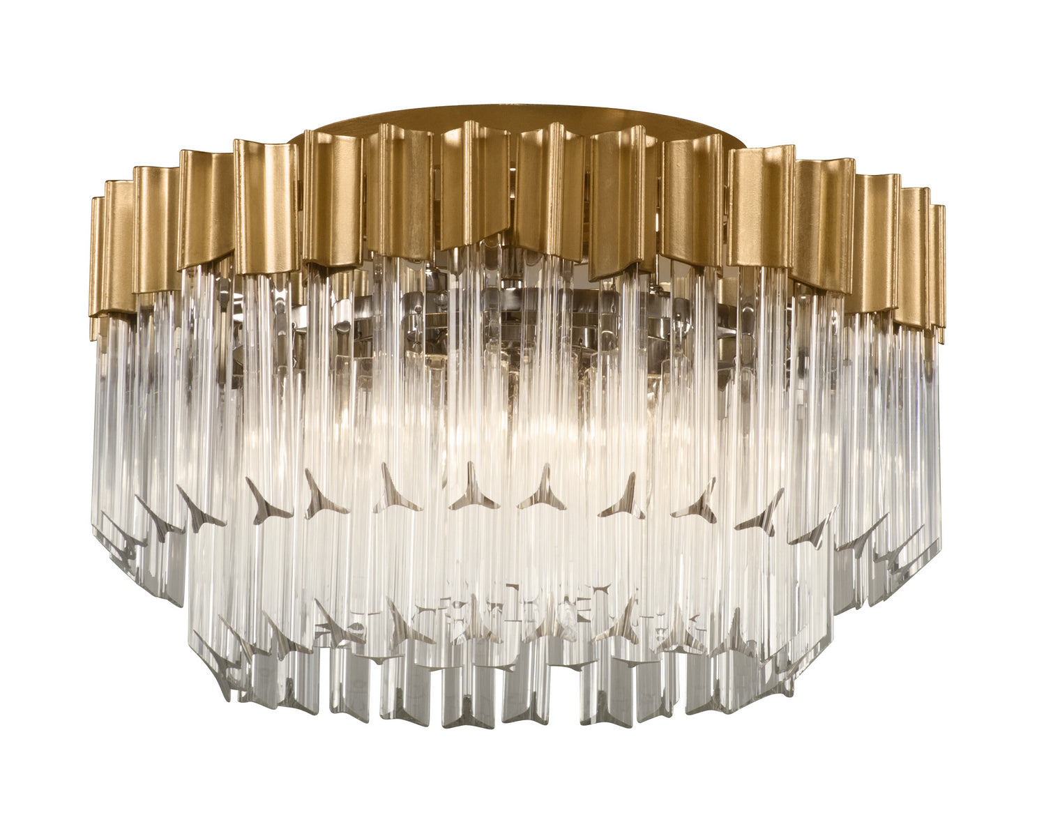 Corbett Lighting - Three Light Semi Flush Mount - Charisma - Gold Leaf W Polished Stainless- Union Lighting Luminaires Decor