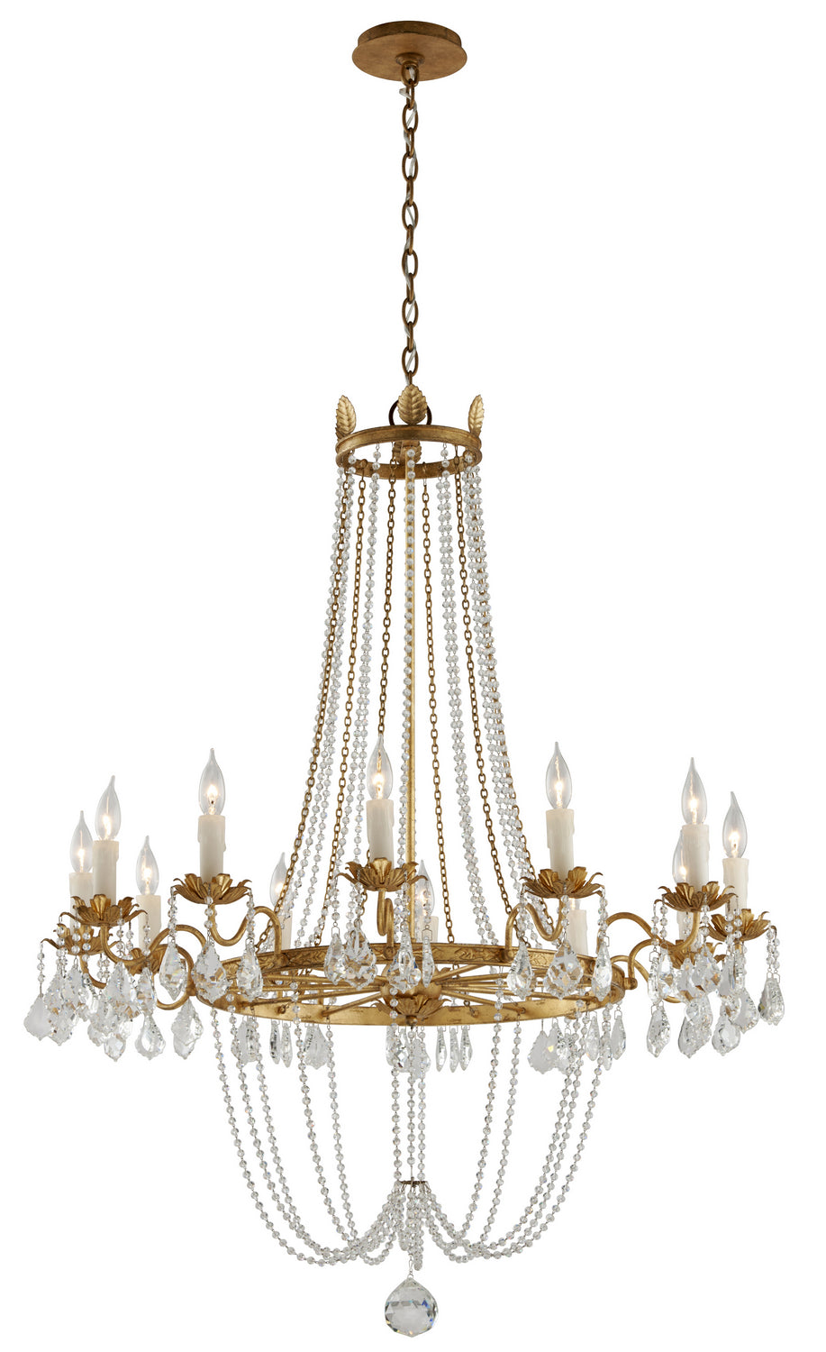 Troy Lighting - 12 Light Chandelier - Viola - Vintage Gold Leaf- Union Lighting Luminaires Decor