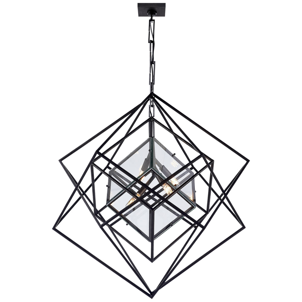 Visual Comfort Signature Canada - Four Light Chandelier - Cubist - Aged Iron- Union Lighting Luminaires Decor