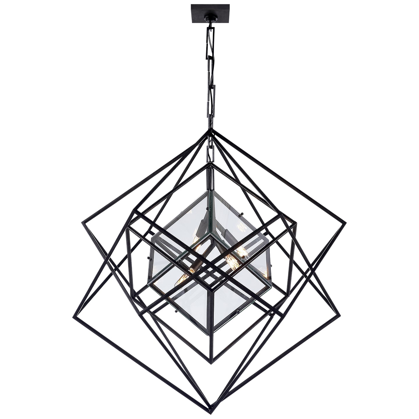 Visual Comfort Signature Canada - Four Light Chandelier - Cubist - Aged Iron- Union Lighting Luminaires Decor