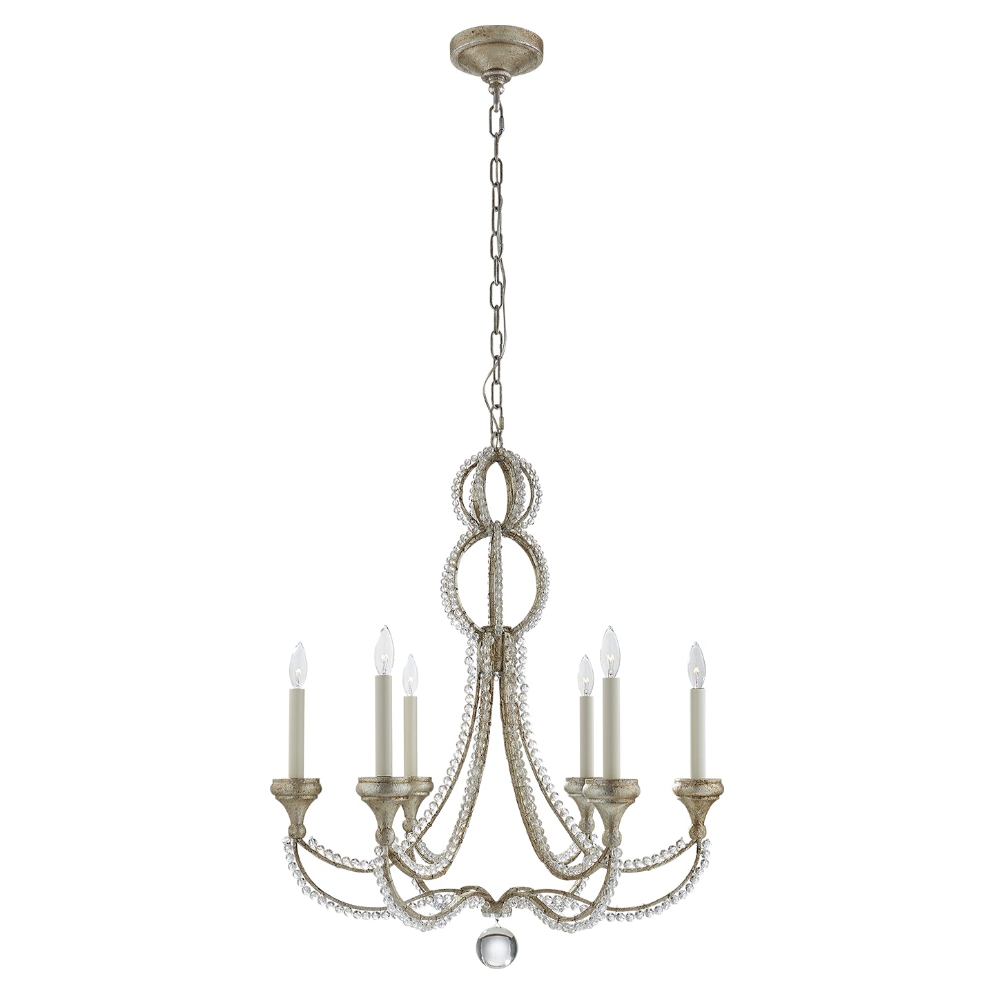 Visual Comfort Signature Canada - Six Light Chandelier - Milan - Venetian Silver- Union Lighting Luminaires Decor