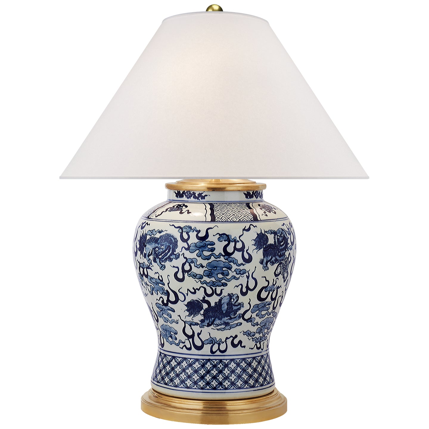 Ralph Lauren Canada - Two Light Table Lamp - Foo Dog - Blue and White Porcelain- Union Lighting Luminaires Decor