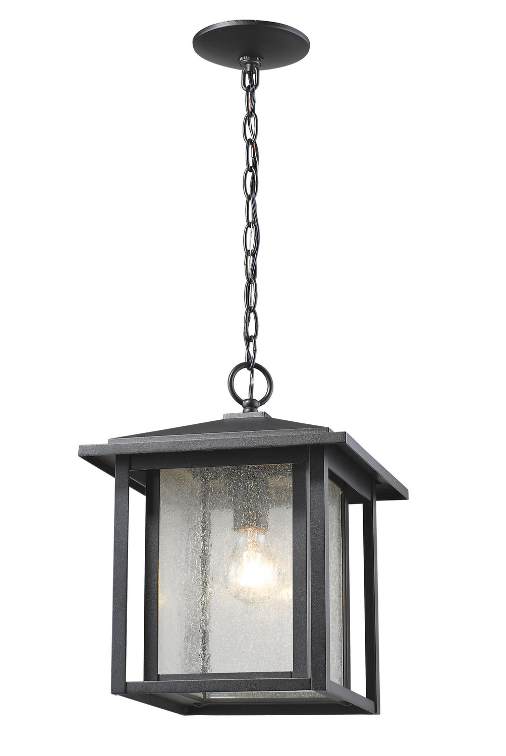 Z-Lite Canada - One Light Outdoor Chain Mount Ceiling Fixture - Aspen - Black- Union Lighting Luminaires Decor