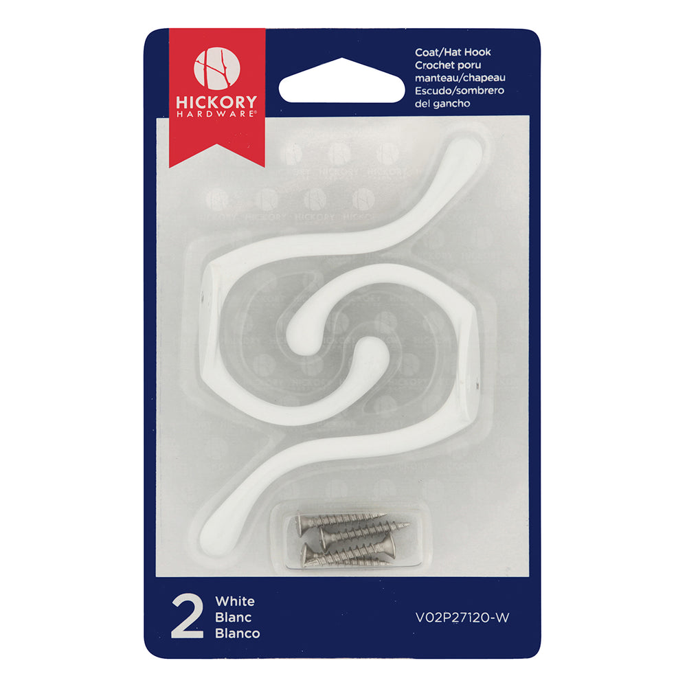 Coat Hook Double 5/8 Inch Center to Center (2 Pack)
