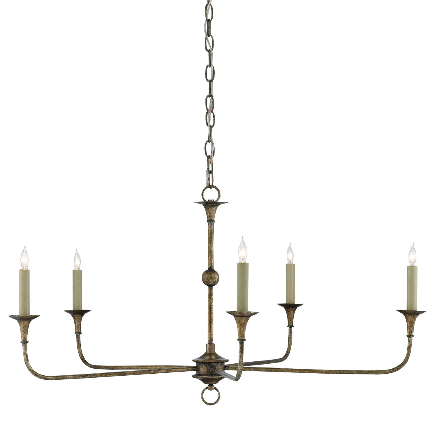 Currey and Company - Five Light Chandelier - Nottaway - Pyrite Bronze- Union Lighting Luminaires Decor