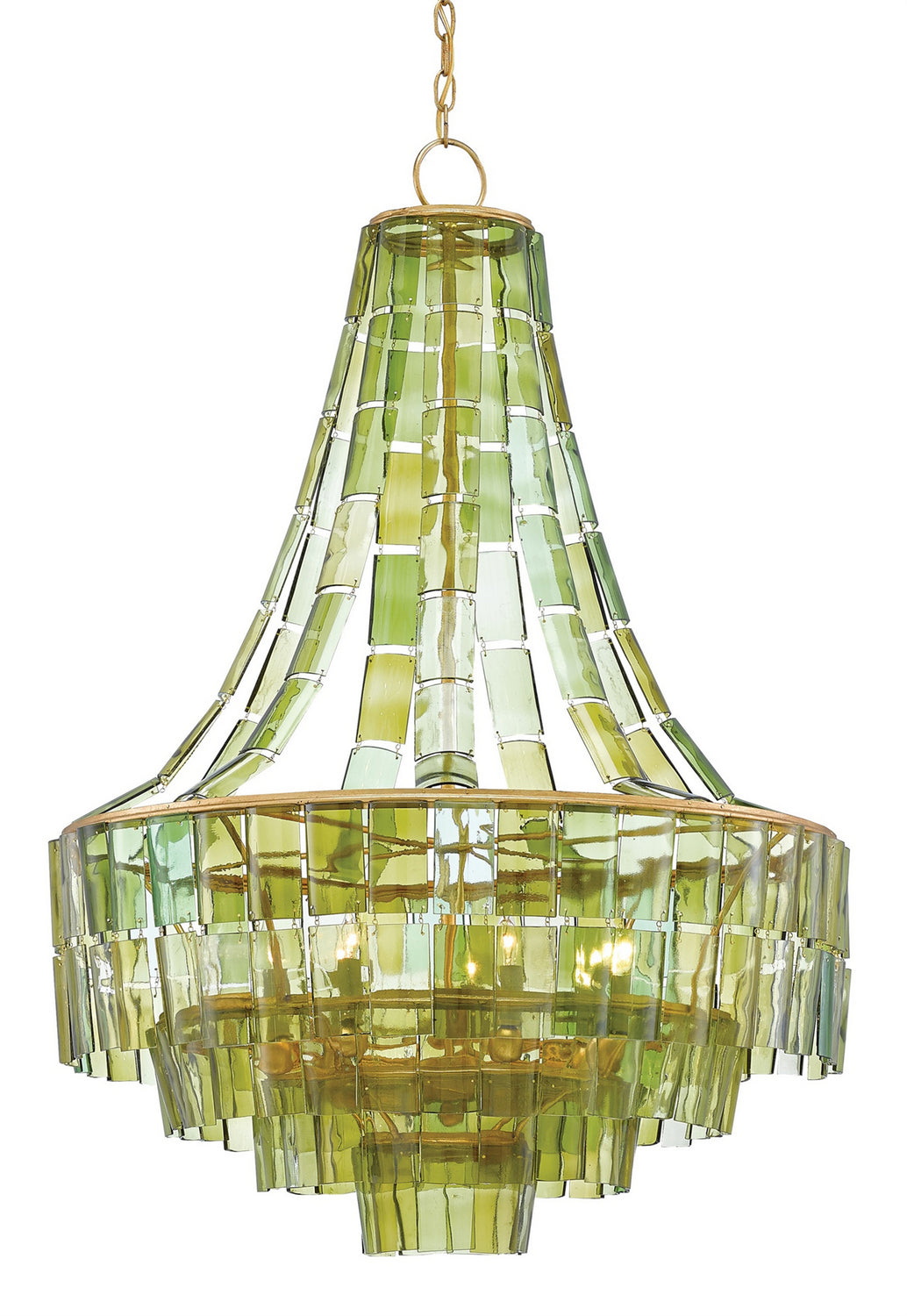 Currey and Company - Seven Light Chandelier - Vintner - Dark Contemporary Gold Leaf/Green- Union Lighting Luminaires Decor