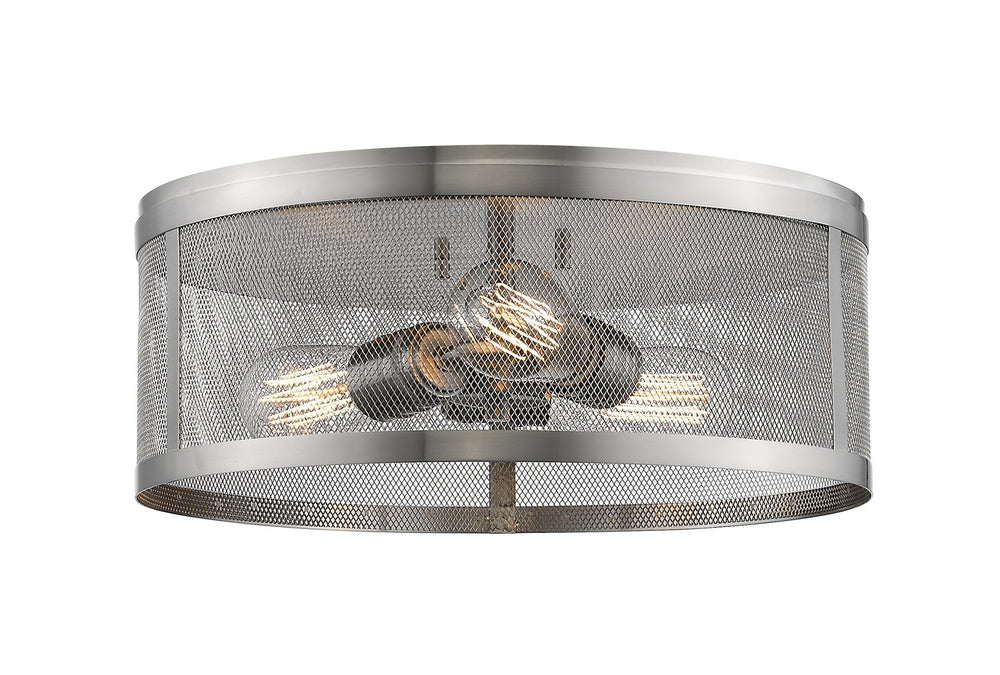 Z-Lite Canada - Three Light Flush Mount - Meshsmith - Brushed Nickel- Union Lighting Luminaires Decor