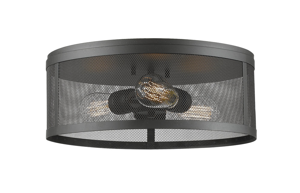 Z-Lite Canada - Three Light Flush Mount - Meshsmith - Bronze- Union Lighting Luminaires Decor