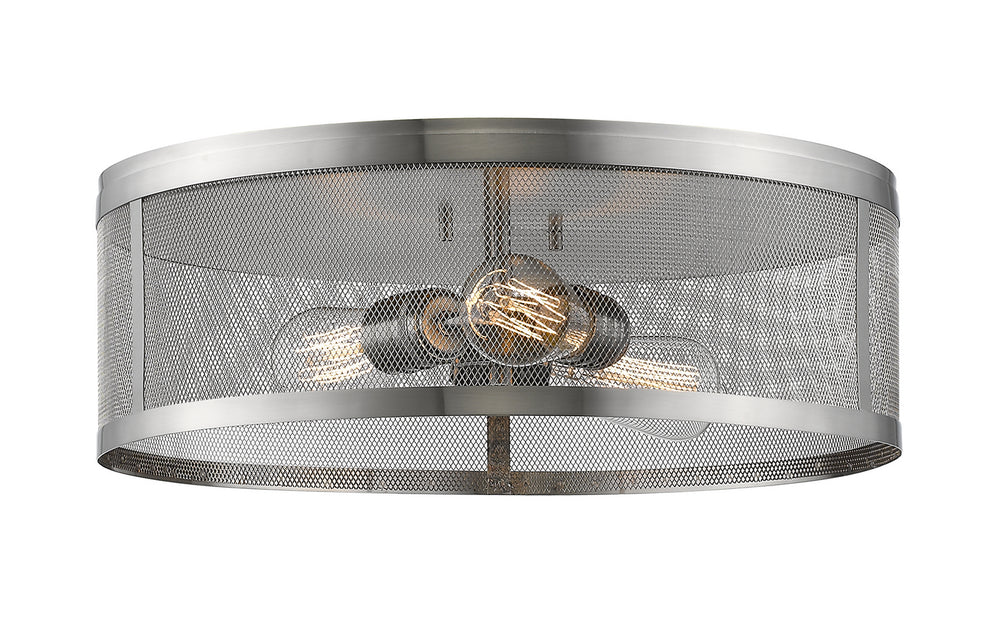 Z-Lite Canada - Three Light Flush Mount - Meshsmith - Brushed Nickel- Union Lighting Luminaires Decor