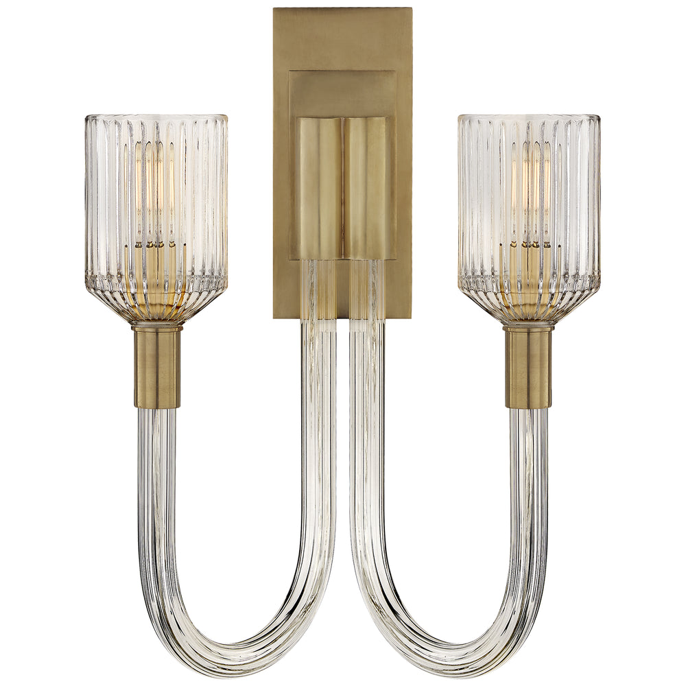 Visual Comfort Signature Canada - Two Light Wall Sconce - Reverie - Clear Ribbed Glass and Brass- Union Lighting Luminaires Decor