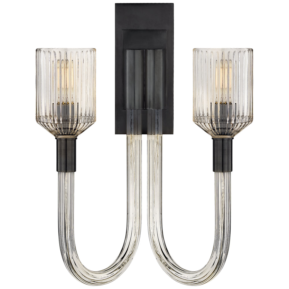 Visual Comfort Signature Canada - Two Light Wall Sconce - Reverie - Clear Ribbed Glass and Bronze- Union Lighting Luminaires Decor