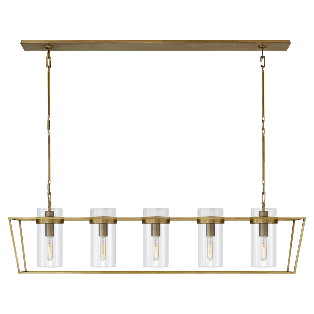 Visual Comfort Signature Canada - Five Light Linear Pendant - Presidio - Hand-Rubbed Antique Brass- Union Lighting Luminaires Decor