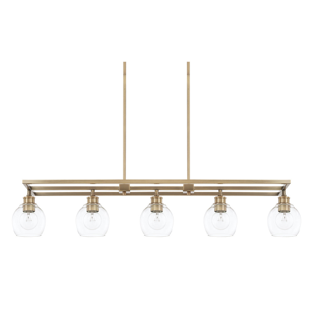 Capital Lighting - Five Light Island Pendant - Mid Century - Aged Brass- Union Lighting Luminaires Decor