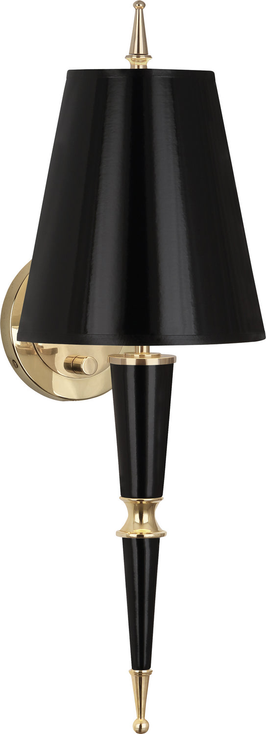 Robert Abbey - One Light Wall Sconce - Jonathan Adler Versailles - Black Lacquered Paint w/Modern Brass- Union Lighting Luminaires Decor