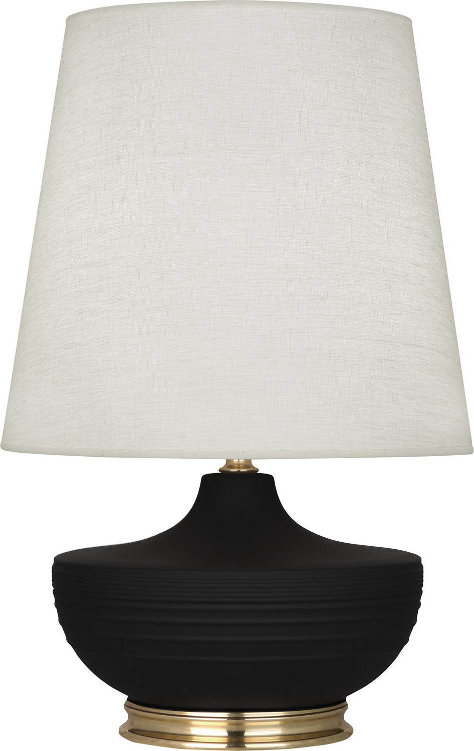 Robert Abbey - One Light Table Lamp - Michael Berman Nolan - Matte Dark Coal Glazed Ceramic w/Modern Brass- Union Lighting Luminaires Decor