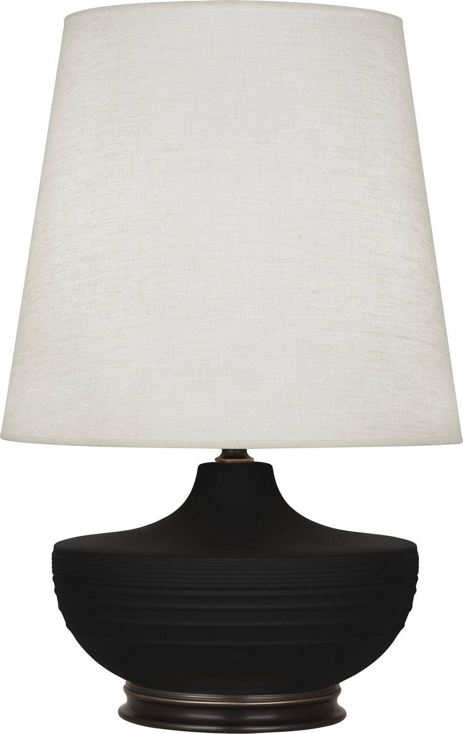 Robert Abbey - One Light Table Lamp - Michael Berman Nolan - Matte Dark Coal Glazed Ceramic w/Deep Patina Bronze- Union Lighting Luminaires Decor