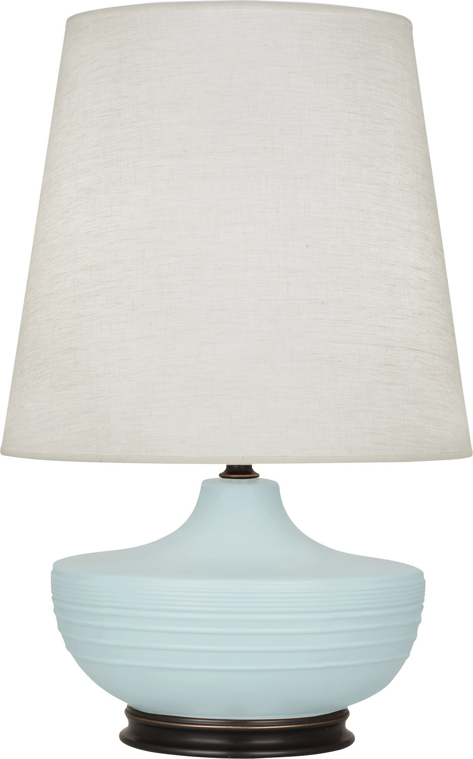 Robert Abbey - One Light Table Lamp - Michael Berman Nolan - Matte Sky Blue Glazed Ceramic w/Deep Patina Bronze- Union Lighting Luminaires Decor